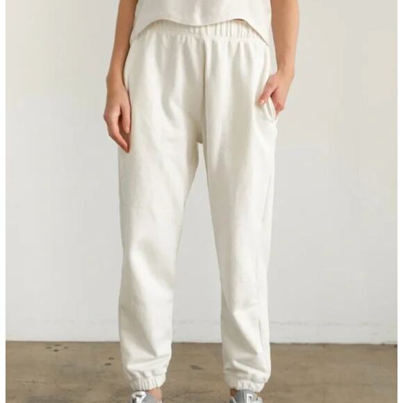 Almina Concept Joggers High Waist Sweatpants Size Small Oatmeal Cotton - Picture 1 of 6